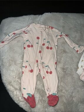 Carter's Light Pink Cherry Print Footed Pajama One-Piece